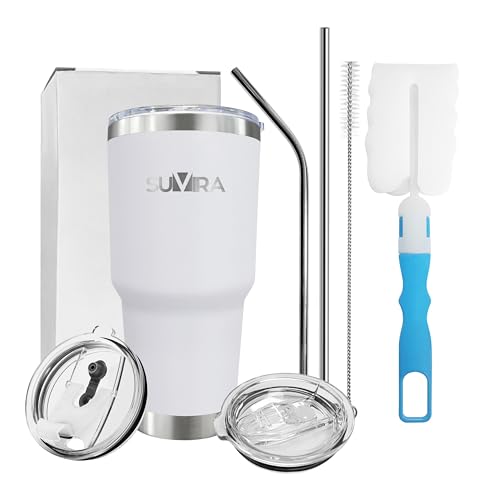 Stainless Steel Coffee Tumbler with Straw and Sliding Lid, 20/30 oz