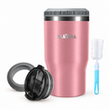 12 oz Insulated Can Cooler with 2 Lids — Pink — product view 1
