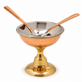 Handcrafted Ice Cream Bowls with Stand and Spoon — copper single set — product view 1