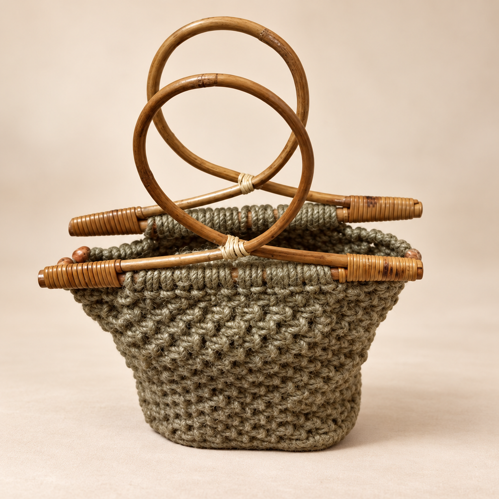 Handmade Jute Tote Bag, 28 × 22 × 16 cm — product view 3