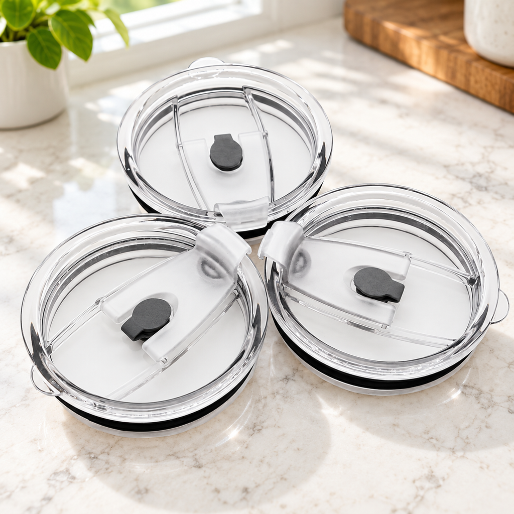 3 Replacement Tumbler Lids with 6 Stainless Steel Straws — product view 2