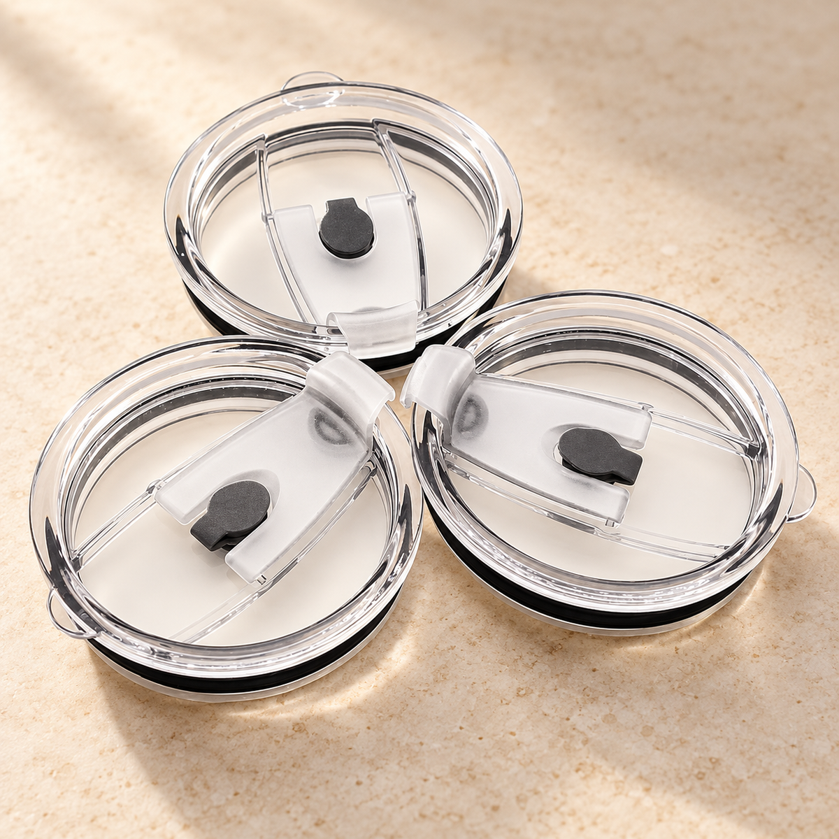 3 Replacement Tumbler Lids with 6 Stainless Steel Straws — product view 3