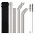 12 Stainless Steel Straws with 2 Cleaning Brushes — product view 1