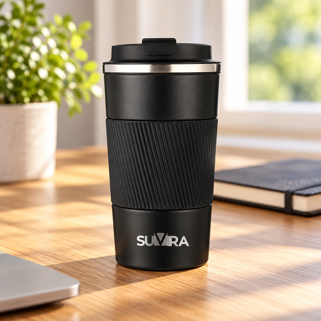 17 oz / 510 ml Stainless Steel Travel Coffee Mug — Black B02 — product view 2