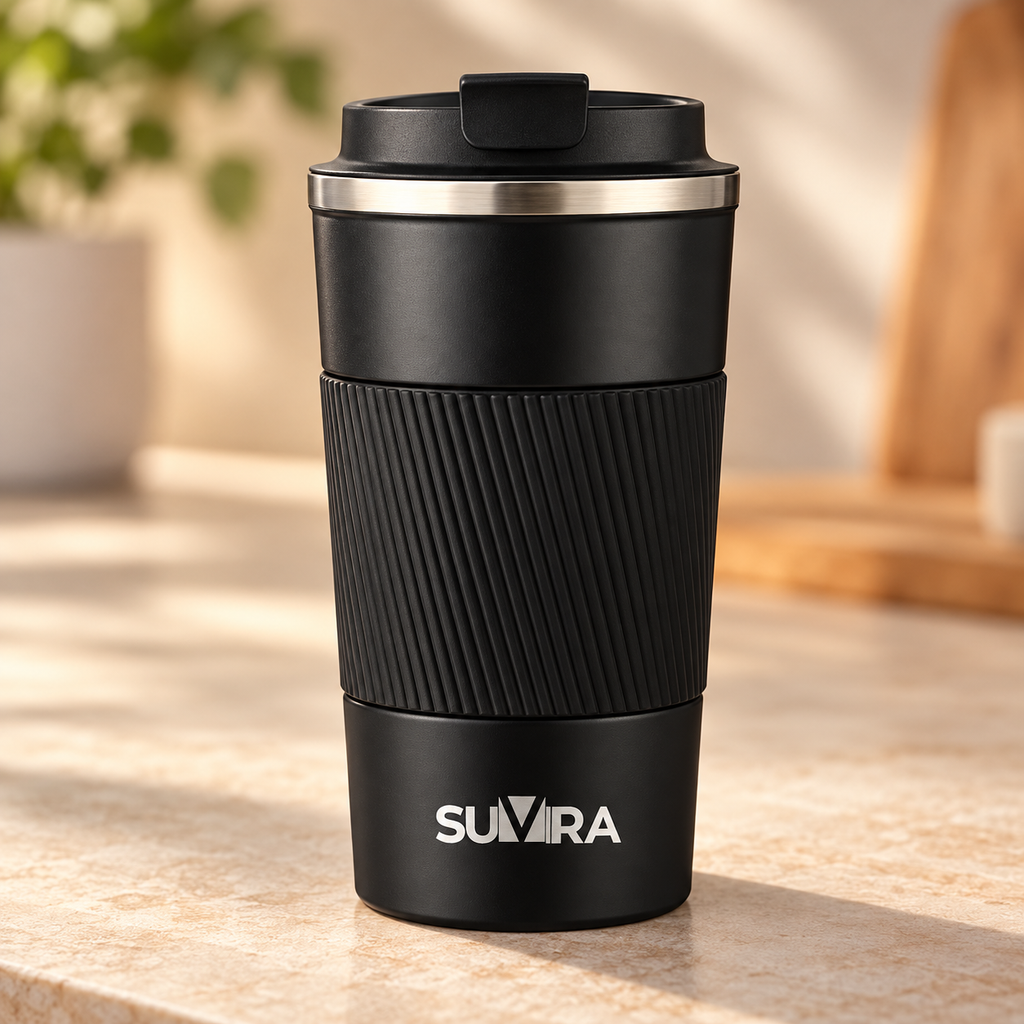 17 oz / 510 ml Stainless Steel Travel Coffee Mug — Black B02 — product view 3