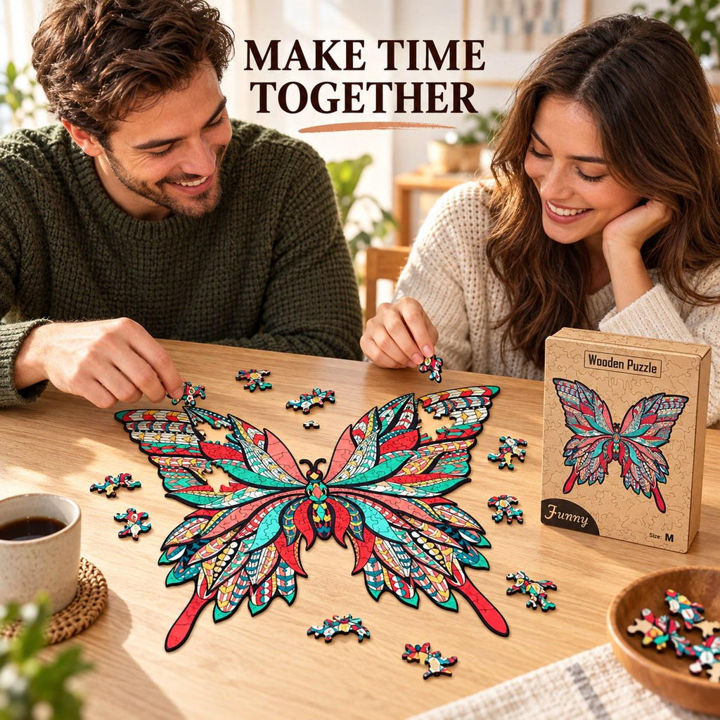 Butterfly Wooden Jigsaw Puzzle for Adults, Medium, Wooden Gift Box, Nature Lover Gift — photo 1