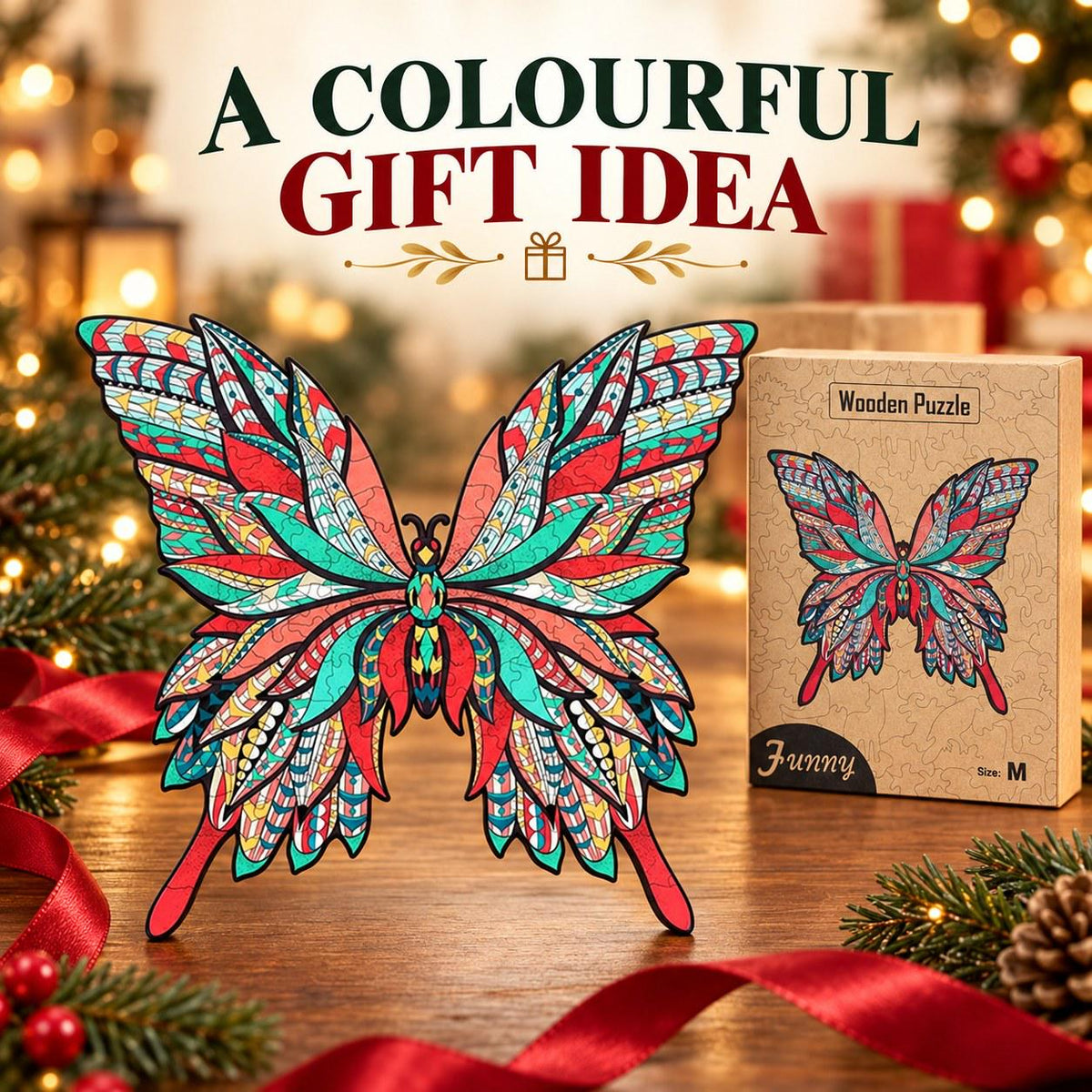 Butterfly Wooden Jigsaw Puzzle for Adults, Medium, Wooden Gift Box, Nature Lover Gift — photo 4