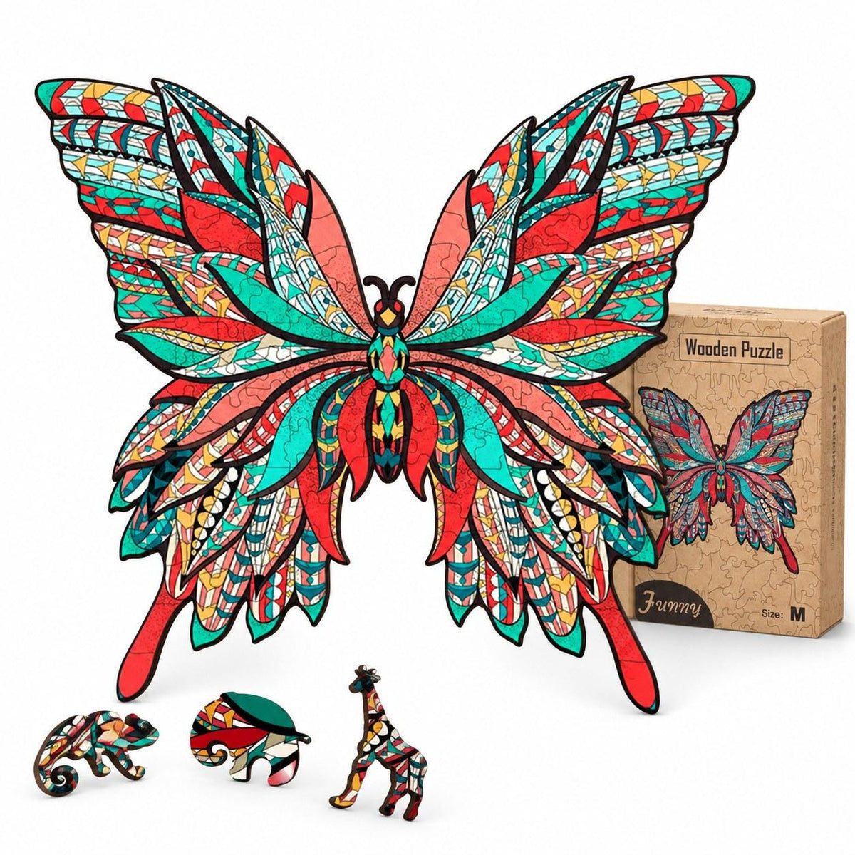 Butterfly Wooden Jigsaw Puzzle for Adults, Medium, Wooden Gift Box, Nature Lover Gift — photo 2