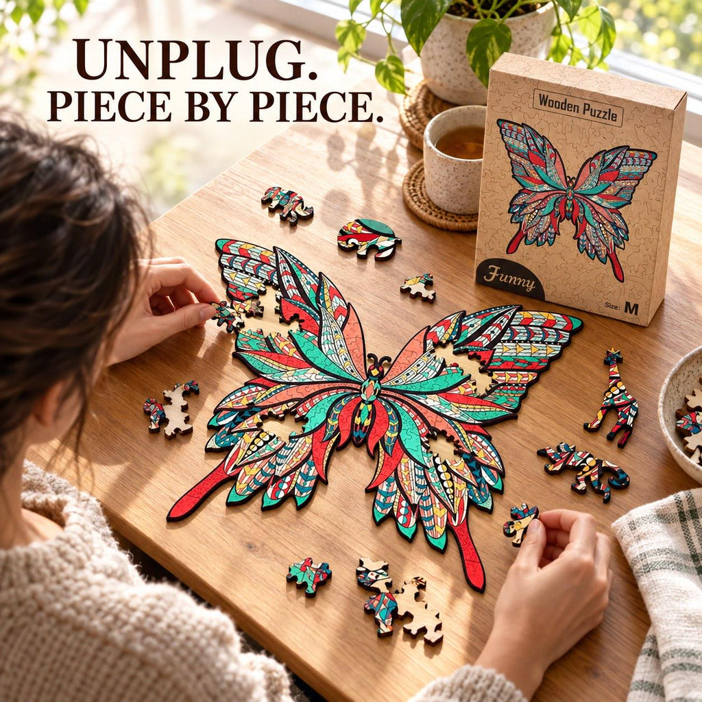 Butterfly Wooden Jigsaw Puzzle for Adults, Medium, Wooden Gift Box, Nature Lover Gift — photo 5
