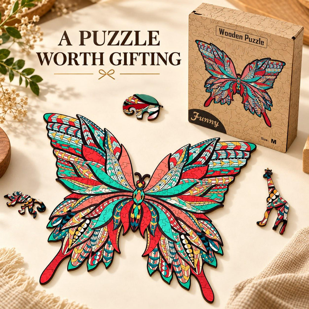 Butterfly Wooden Jigsaw Puzzle for Adults, Medium, Wooden Gift Box, Nature Lover Gift — photo 7