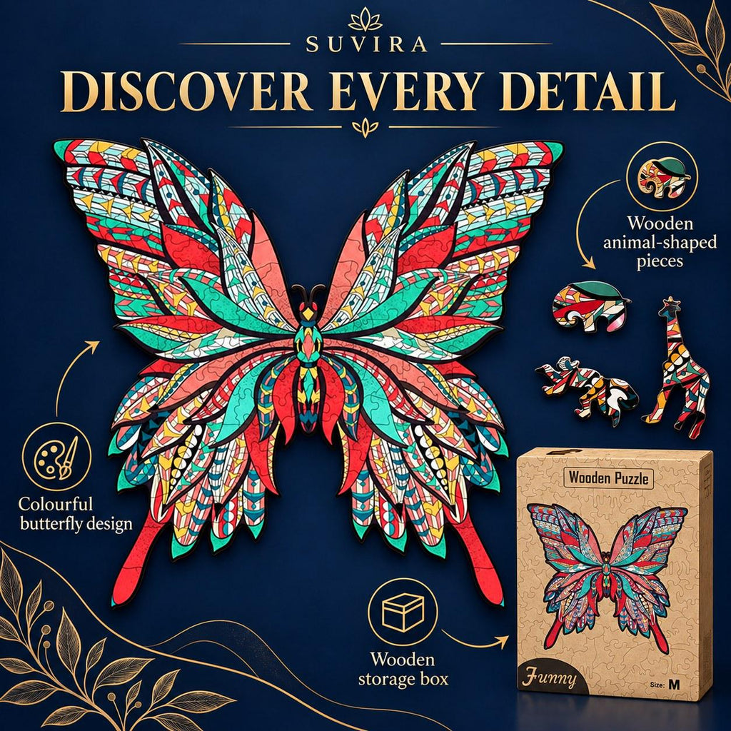 Butterfly Wooden Jigsaw Puzzle for Adults, Medium, Wooden Gift Box, Nature Lover Gift — photo 6