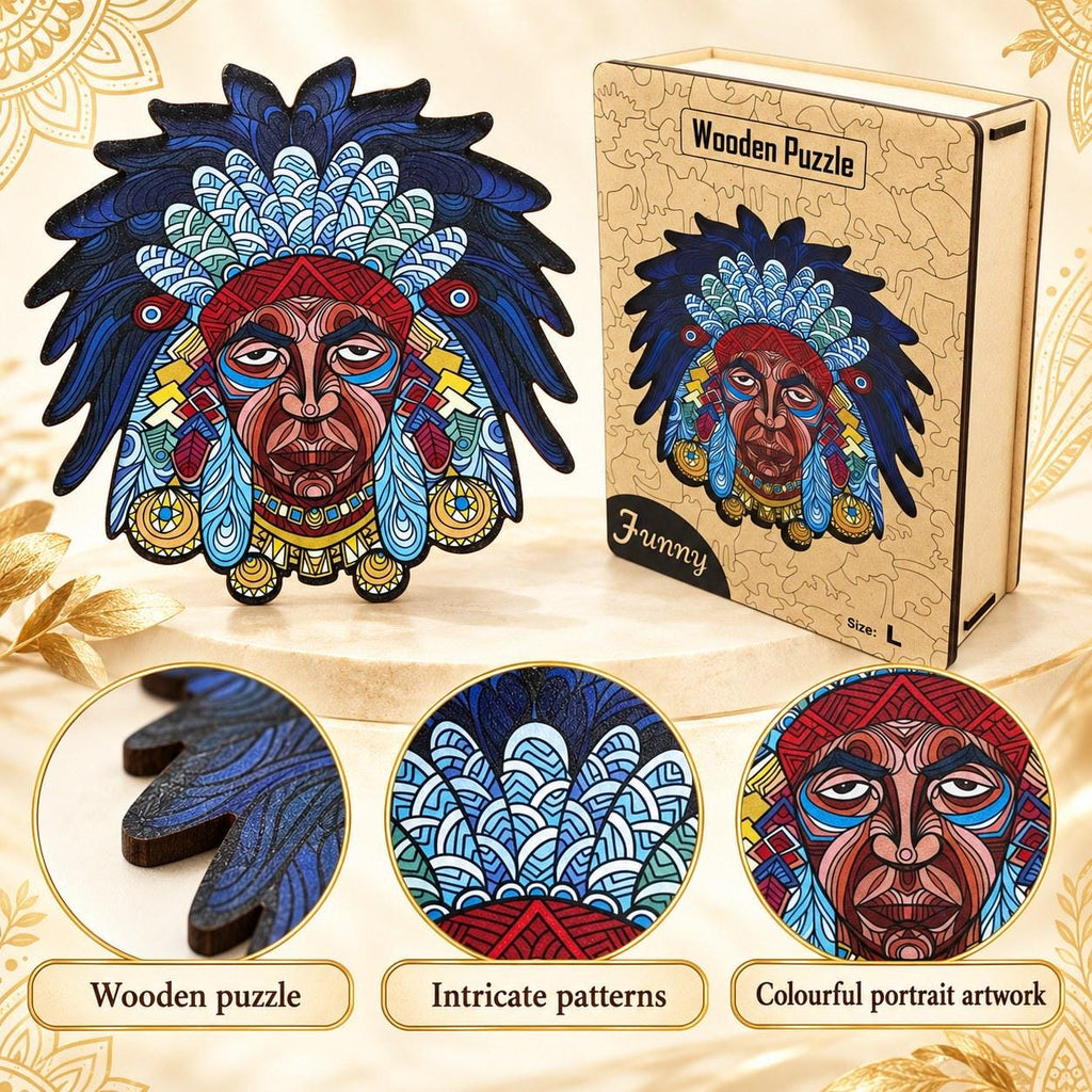 Feathered Portrait Wooden Jigsaw Puzzle for Adults, Large, Wooden Gift Box — photo 2