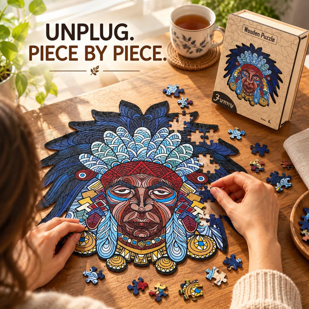 Feathered Portrait Wooden Jigsaw Puzzle for Adults, Large, Wooden Gift Box — photo 3
