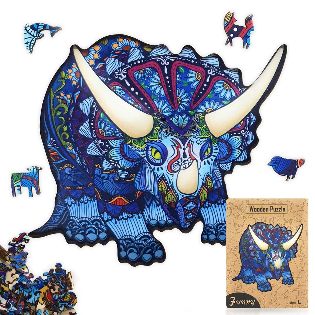 Triceratops Wooden Jigsaw Puzzle for Adults, Large Dinosaur Puzzle, Wooden Gift Box — photo 8