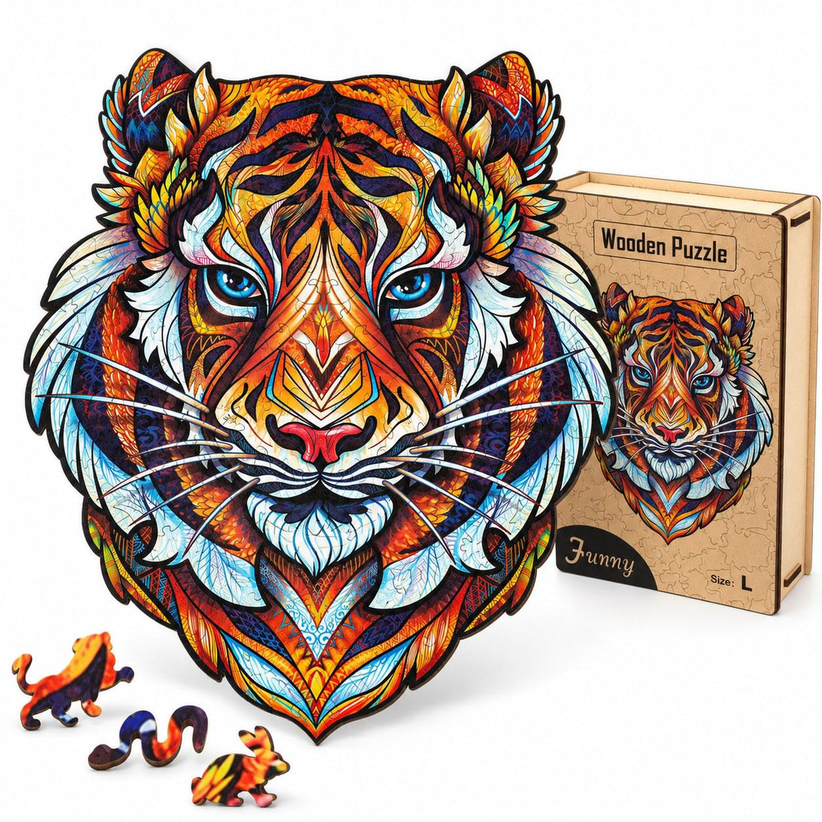 Tiger Wooden Jigsaw Puzzle for Adults, Large, Wooden Gift Box — photo 1