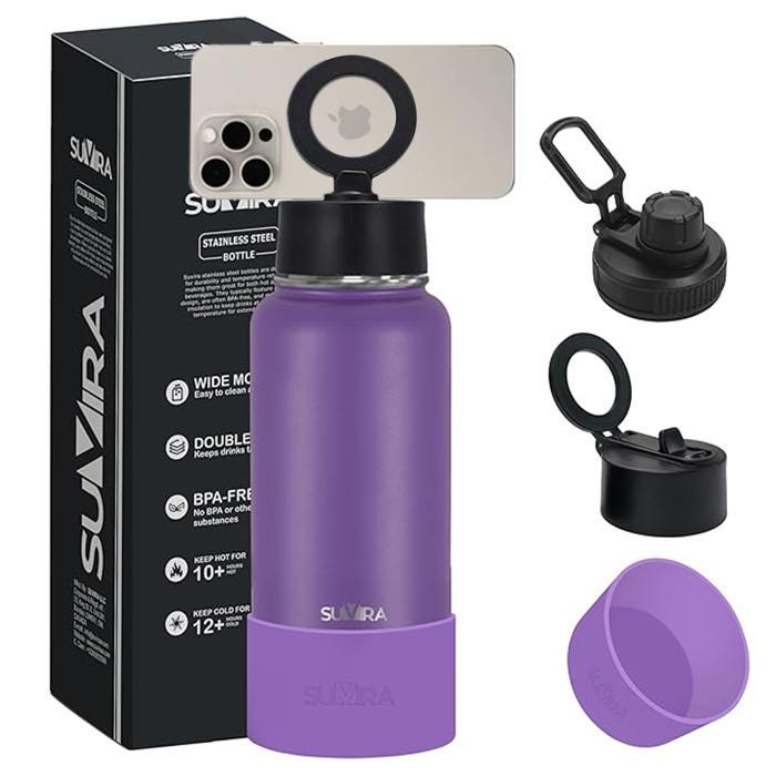 Magnetic Phone Holder Water Bottle, Insulated Stainless Steel, 2 Lids, 25/32 oz — photo 12