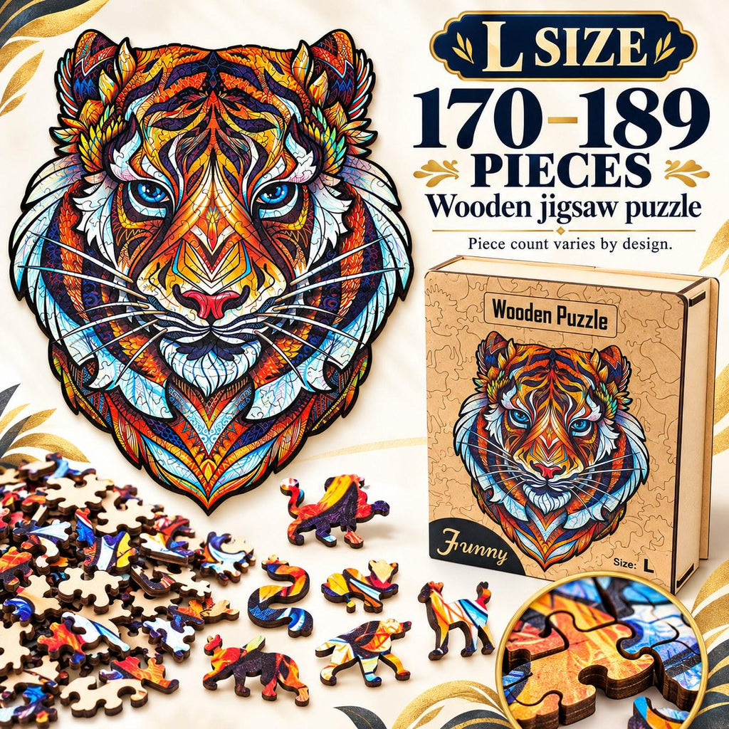 Tiger Wooden Jigsaw Puzzle for Adults, Large, Wooden Gift Box — photo 5