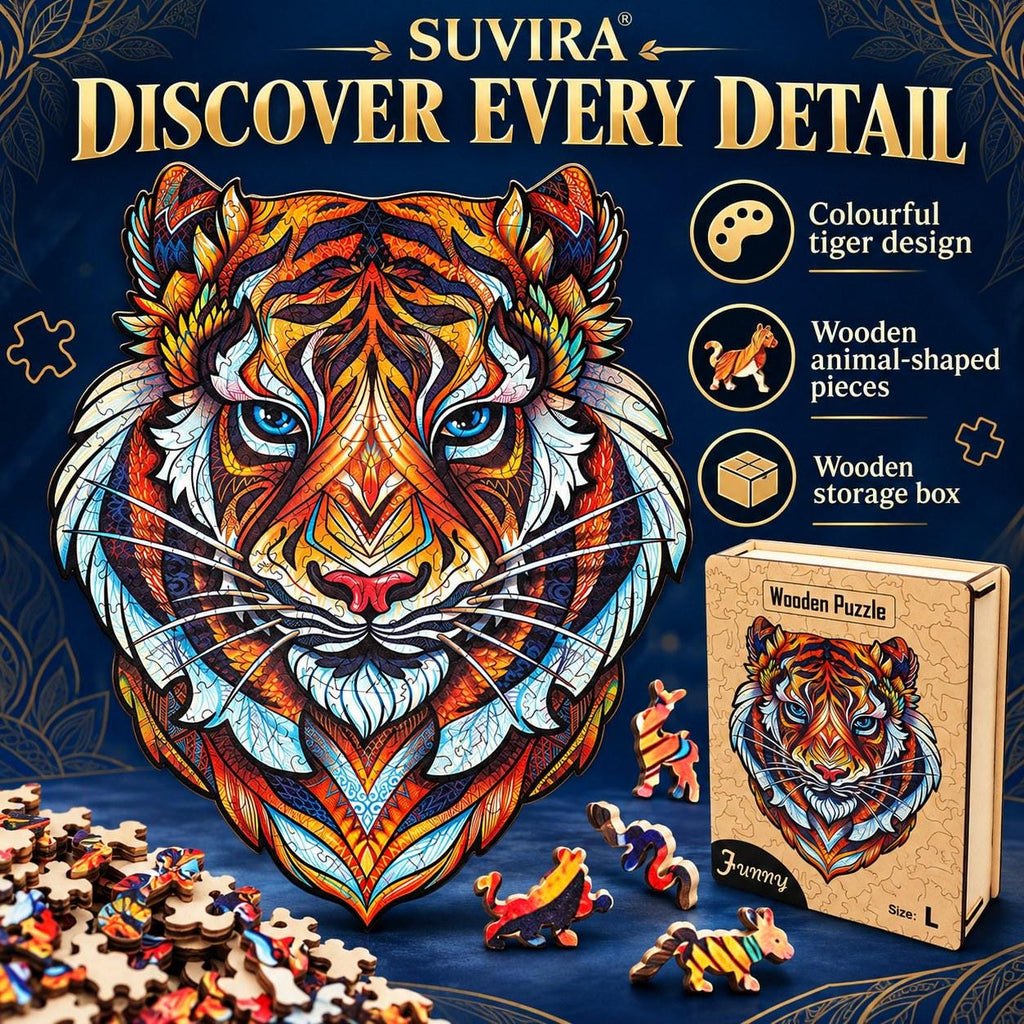Tiger Wooden Jigsaw Puzzle for Adults, Large, Wooden Gift Box — photo 7