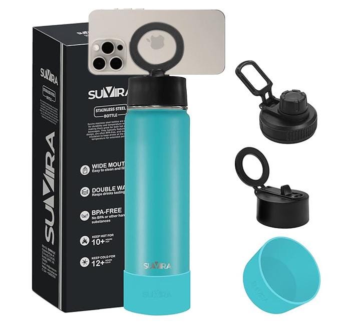Magnetic Phone Holder Water Bottle, Insulated Stainless Steel, 2 Lids, 25/32 oz — photo 16