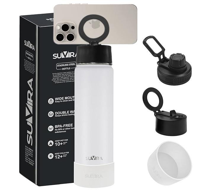 Magnetic Phone Holder Water Bottle, Insulated Stainless Steel, 2 Lids, 25/32 oz — photo 18
