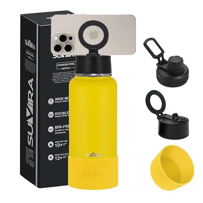 Magnetic Phone Holder Water Bottle, Insulated Stainless Steel, 2 Lids, 25/32 oz — photo 19