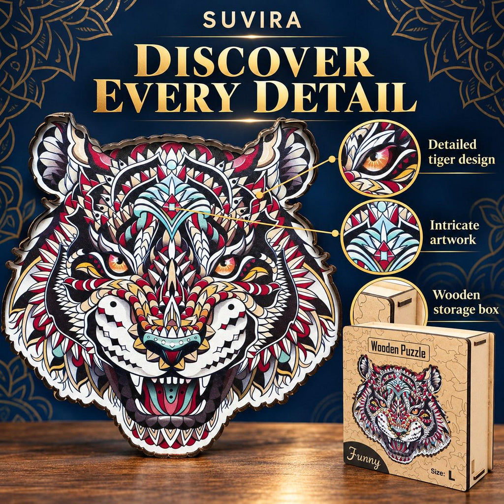 White Tiger Wooden Jigsaw Puzzle for Adults, Large, Wooden Gift Box — photo 6