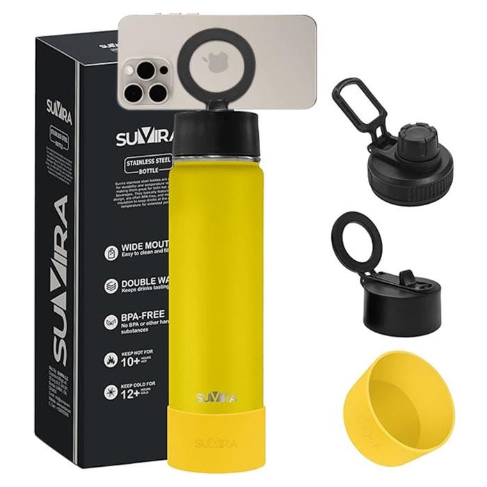 Magnetic Phone Holder Water Bottle, Insulated Stainless Steel, 2 Lids, 25/32 oz — photo 20