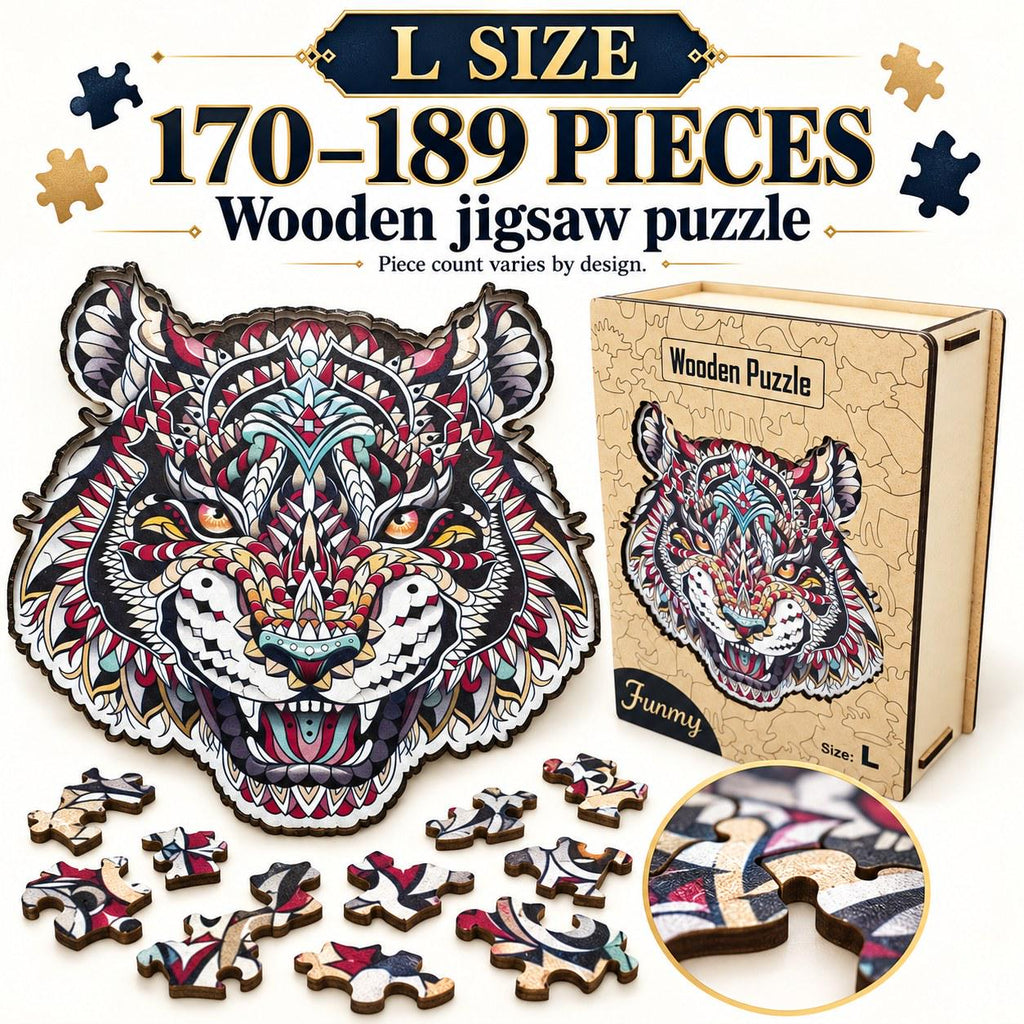 White Tiger Wooden Jigsaw Puzzle for Adults, Large, Wooden Gift Box — photo 5