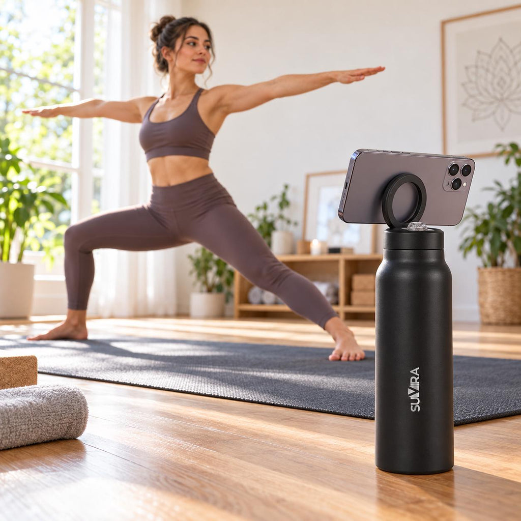 Magnetic Water Bottle 24 oz Insulated Stainless Steel with Phone Holder Lid — photo 12