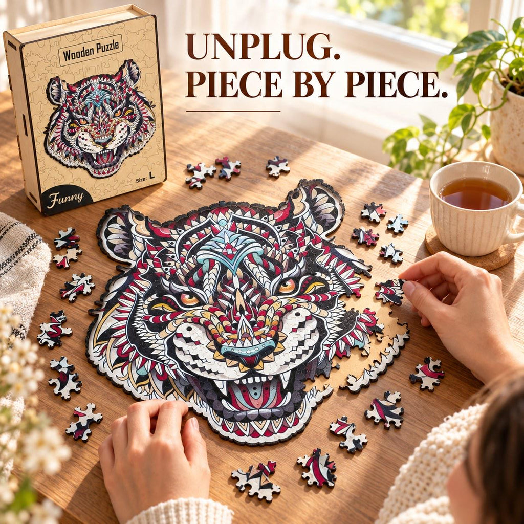 White Tiger Wooden Jigsaw Puzzle for Adults, Large, Wooden Gift Box — photo 7