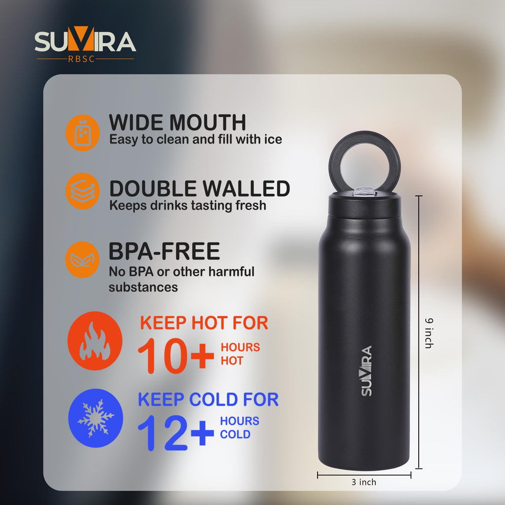 Magnetic Water Bottle 24 oz Insulated Stainless Steel with Phone Holder Lid — photo 14
