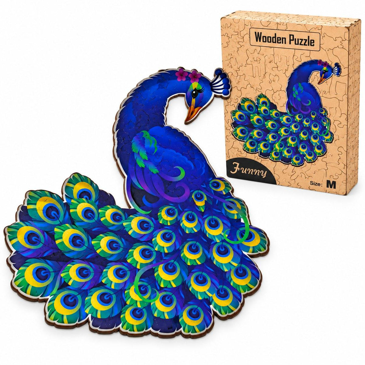 Peacock Wooden Jigsaw Puzzle for Adults, Medium, Wooden Gift Box — photo 1