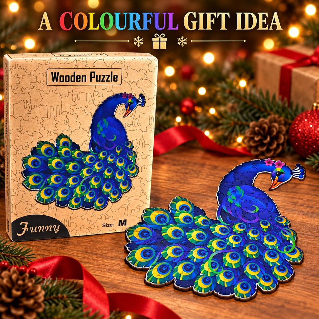 Peacock Wooden Jigsaw Puzzle for Adults, Medium, Wooden Gift Box — photo 4