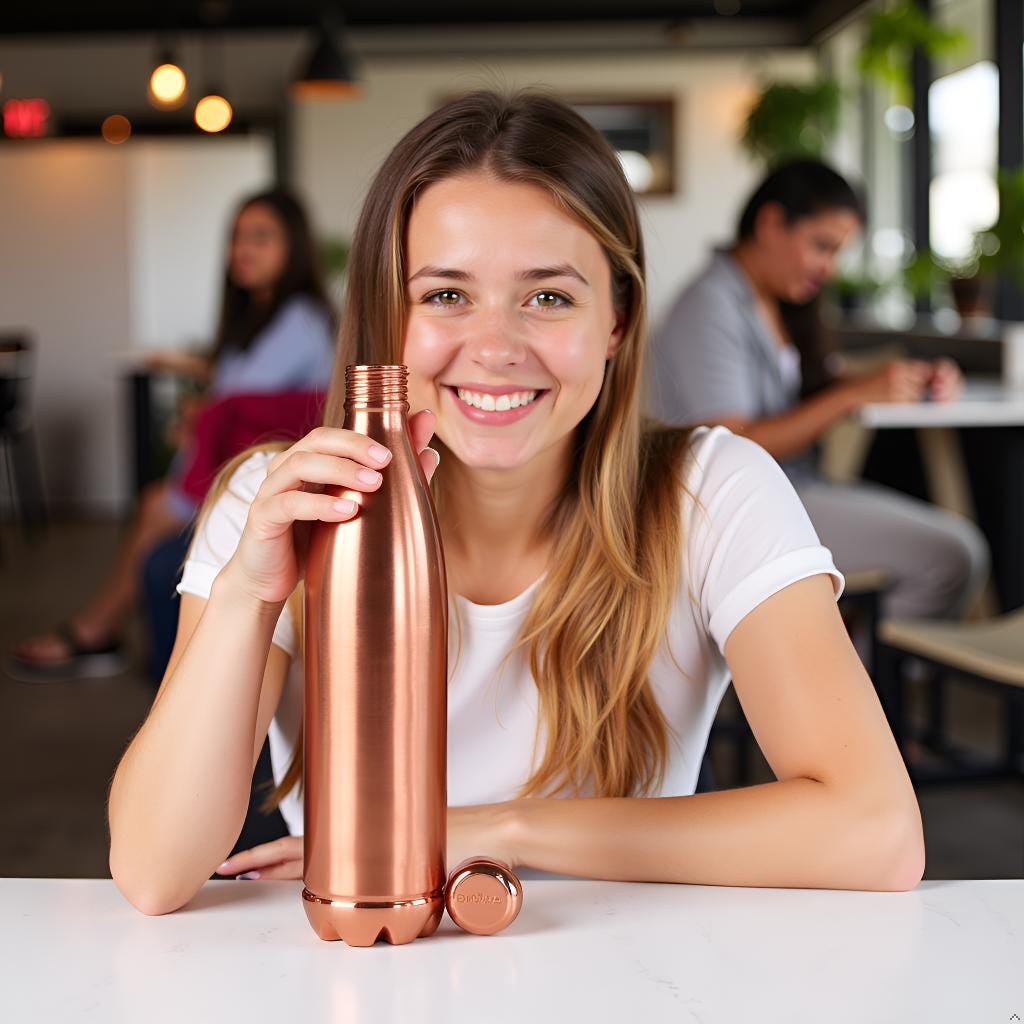 Pure Copper Water Bottle, 32 oz, Reusable Drinking Vessel, Copper Gift — photo 12