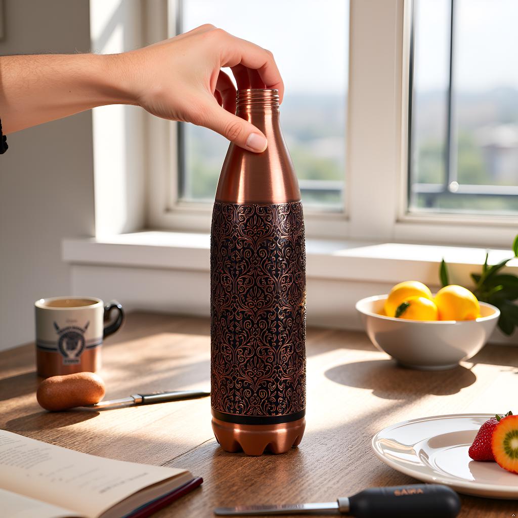 Pure Copper Bottle, 32 oz Reusable Water Vessel, Copper Drinkware Gift — photo 14