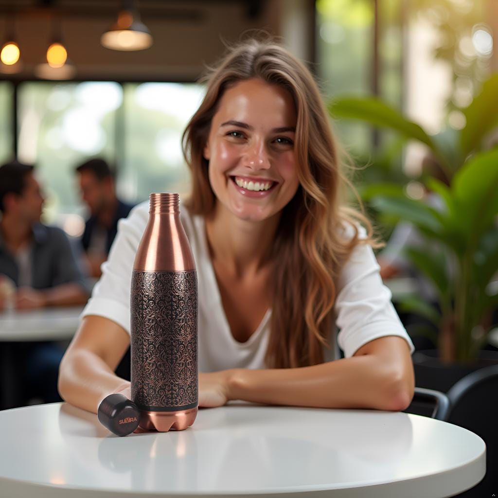 Pure Copper Bottle, 32 oz Reusable Water Vessel, Copper Drinkware Gift — photo 16