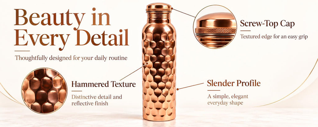 32 oz Copper Water Bottle, Pure Copper Reusable Drinking Vessel, Gift for Her or Him — photo 15