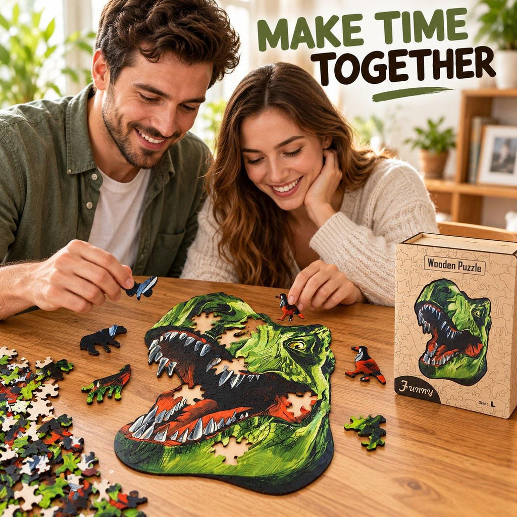 T-Rex Wooden Jigsaw Puzzle for Adults, Large Dinosaur Puzzle, Wooden Gift Box — photo 3