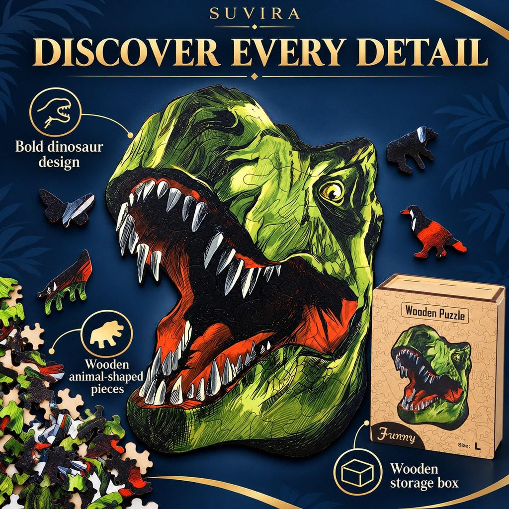 T-Rex Wooden Jigsaw Puzzle for Adults, Large Dinosaur Puzzle, Wooden Gift Box — photo 6