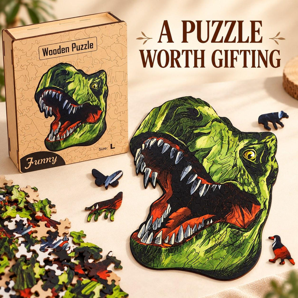 T-Rex Wooden Jigsaw Puzzle for Adults, Large Dinosaur Puzzle, Wooden Gift Box — photo 7