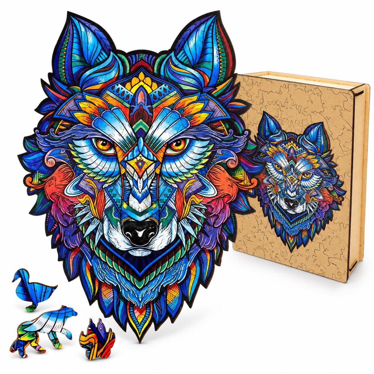 Wolf Wooden Jigsaw Puzzle for Adults, Large Animal Puzzle, Wooden Gift Box — photo 1