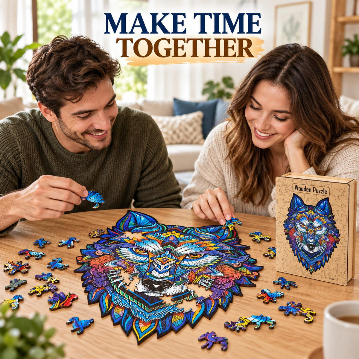 Wolf Wooden Jigsaw Puzzle for Adults, Large Animal Puzzle, Wooden Gift Box — photo 4