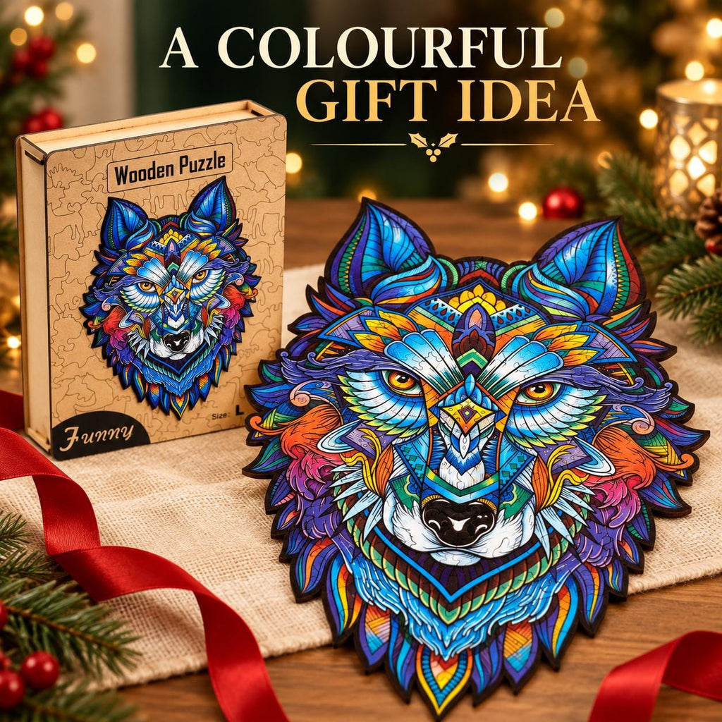 Wolf Wooden Jigsaw Puzzle for Adults, Large Animal Puzzle, Wooden Gift Box — photo 6