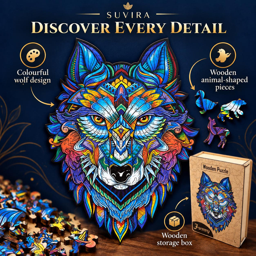 Wolf Wooden Jigsaw Puzzle for Adults, Large Animal Puzzle, Wooden Gift Box — photo 7