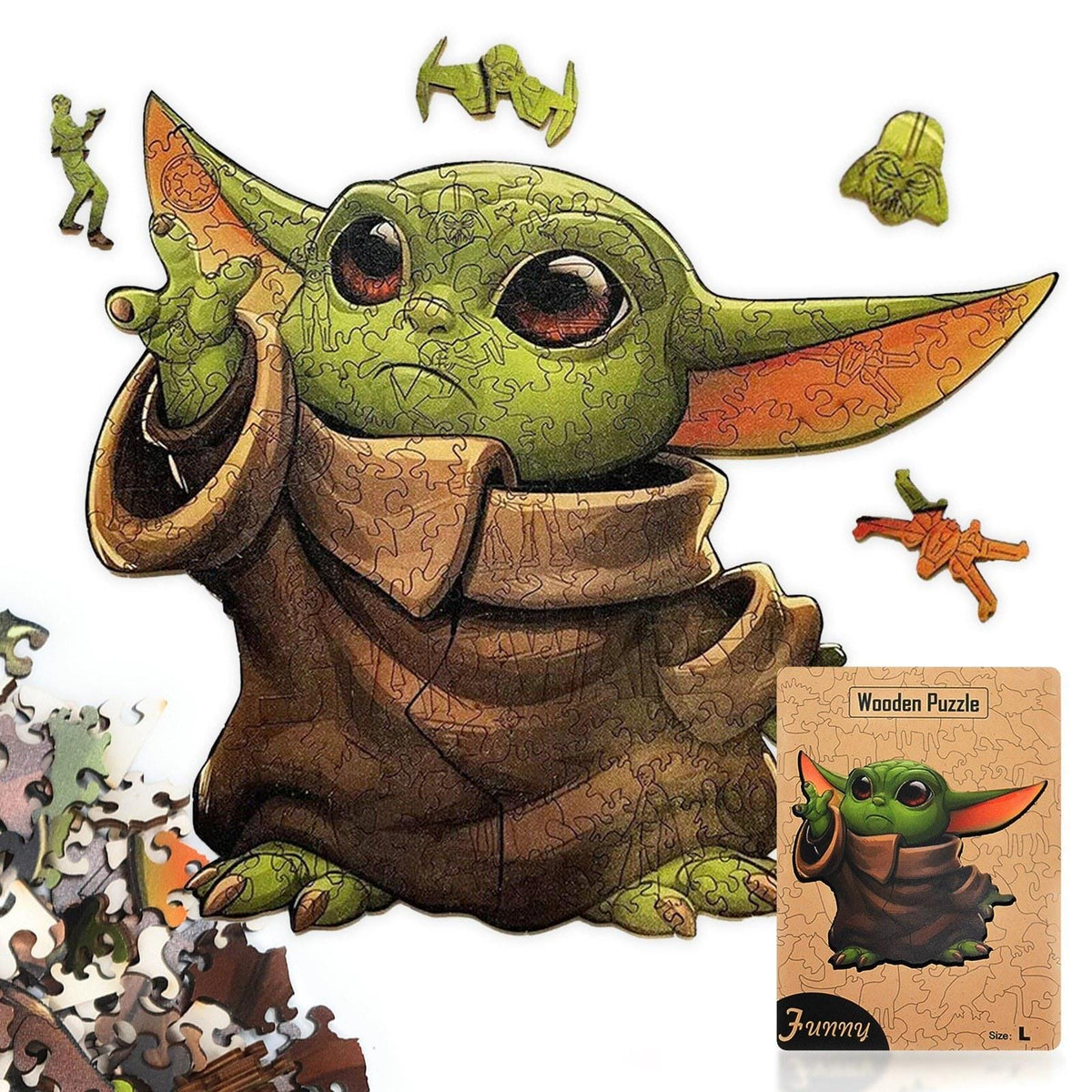 Grogu Wooden Jigsaw Puzzle for Adults, Large, Wooden Gift Box — photo 1