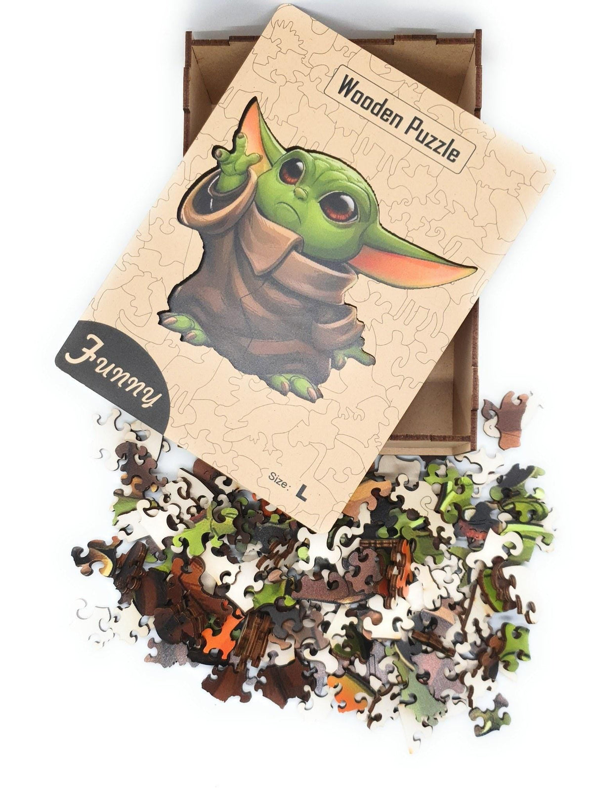 Grogu Wooden Jigsaw Puzzle for Adults, Large, Wooden Gift Box — photo 4