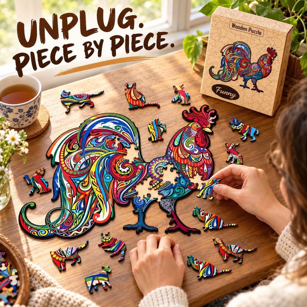 Rooster Wooden Jigsaw Puzzle for Adults, Large, Wooden Gift Box — photo 6