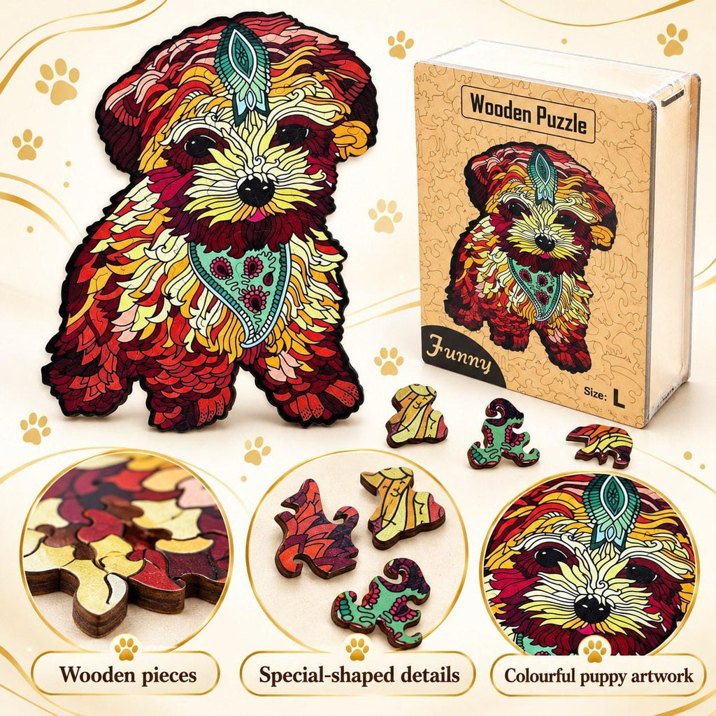 Puppy Wooden Jigsaw Puzzle for Adults, Large, Wooden Gift Box — photo 1