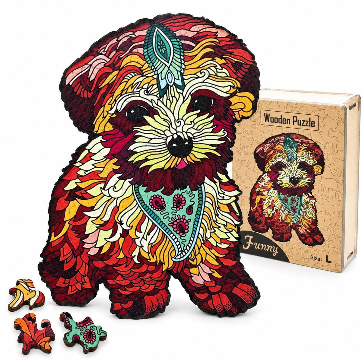 Puppy Wooden Jigsaw Puzzle for Adults, Large, Wooden Gift Box — photo 2
