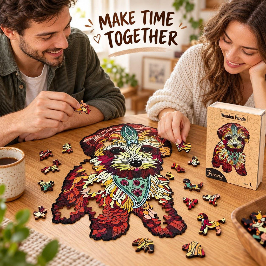 Puppy Wooden Jigsaw Puzzle for Adults, Large, Wooden Gift Box — photo 3